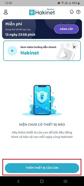 thêm thiết bị của con